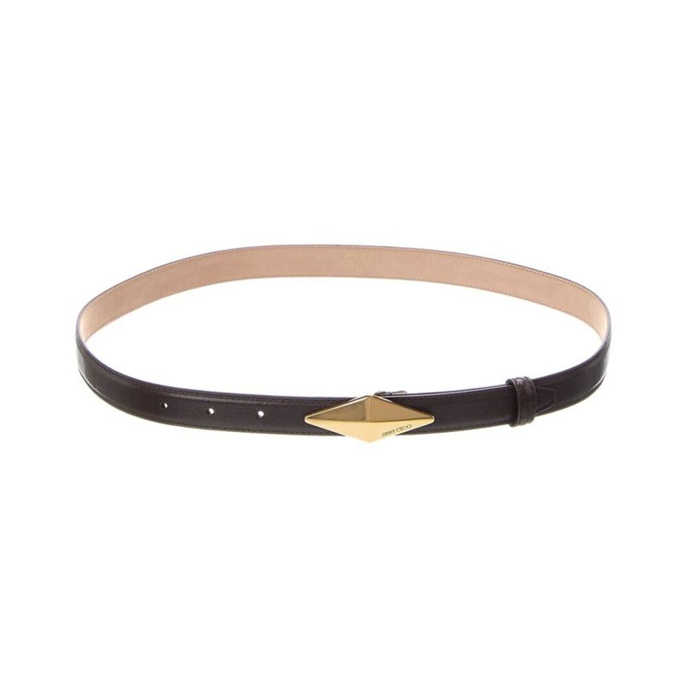 Jimmy Choo Diamond Clasp Leather Belt, Brown